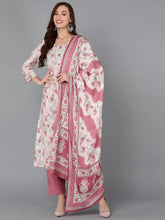 Women Poly Chanderi Printed Floral Embroidered
